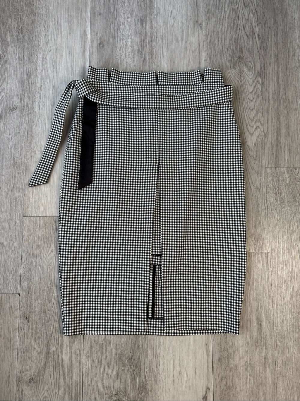 White House Black Market WHBM Gingham Pencil Skirt w/Removable Belt Size 2 NWT